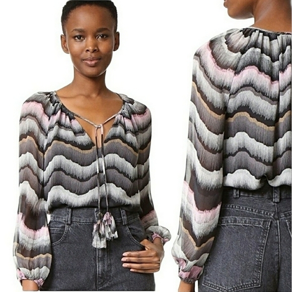 Diane Von Furstenberg Multicolor Silk Blouse Size 4 - Picture 1 of 10